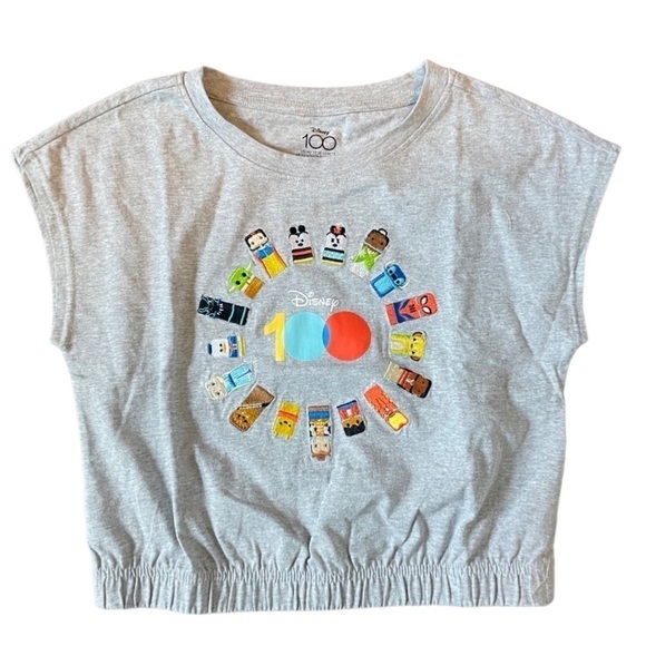 Disney Other - Disney 100 Kids Crewneck Sleeveless Crop Top Gray Girls Juniors Size 13.